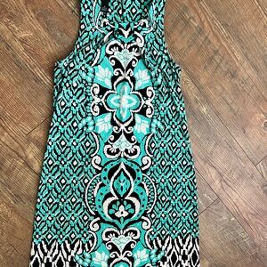 INC International Concepts Teal and Black Midi Dress